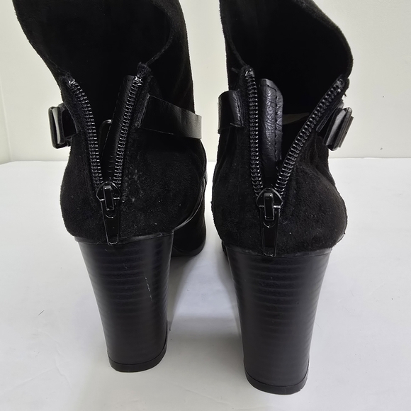 NEW DIRECTIONS size 10 Faux Suede Block Heel Strappy Zip Ankle Jorie Boot Black - Picture 9 of 16